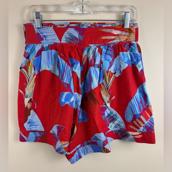 Farm Rio Sweet Jungle High Waist Linen Shorts in Ananas Red - Picture 7 of 7